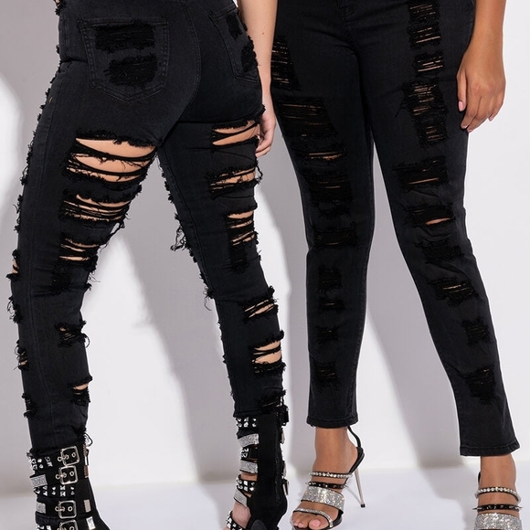 AKIRA Denim - New! AKIRA Show Me Baby Black Distressed Stretch Denim Skinny Jeans